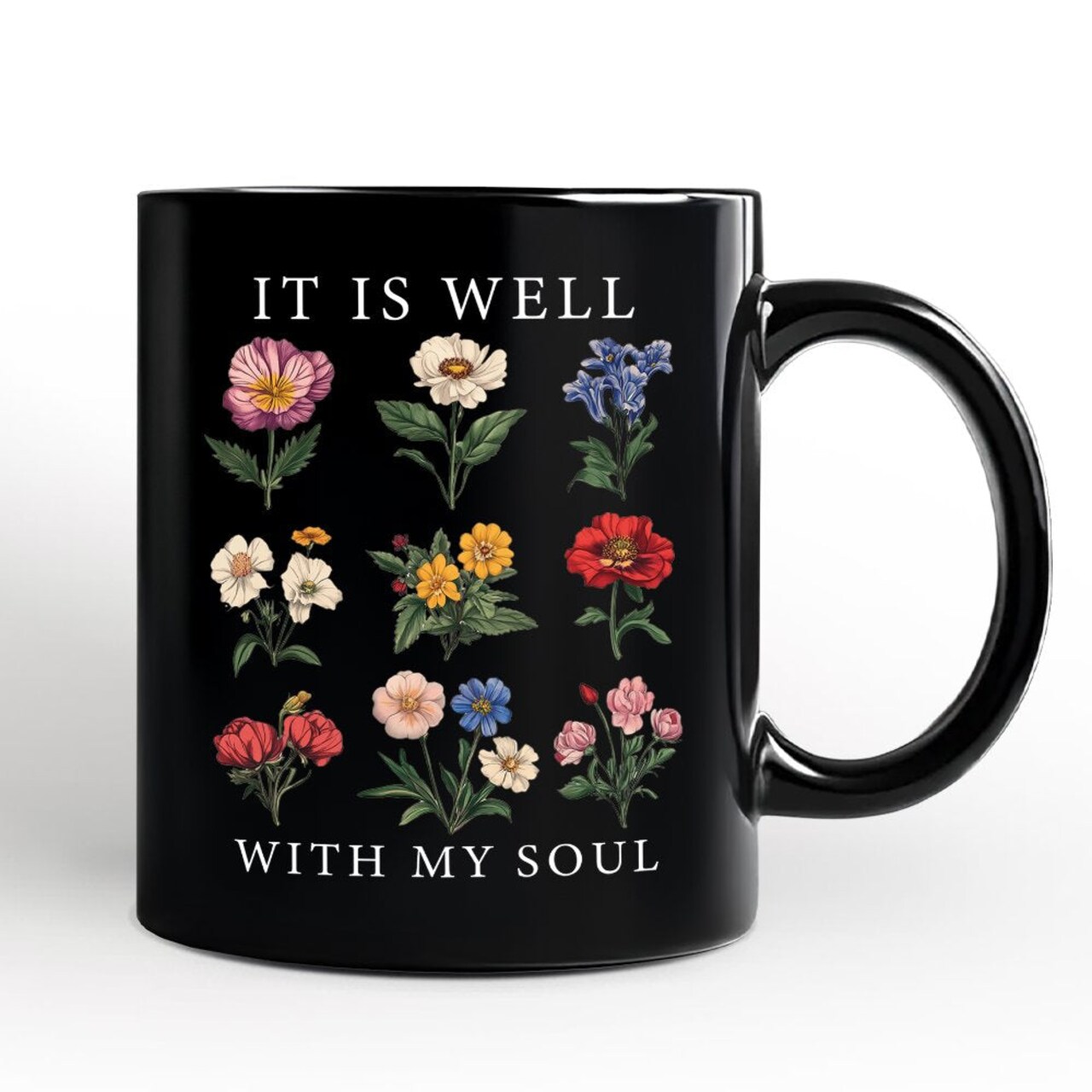 It Is Well With My Soul Christian Vintage Mug, Floral Bible Verse Gift